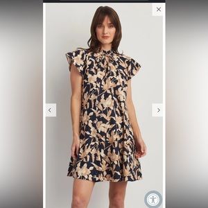 Ellen Tracy LINEN BLEND RAGLAN SLEEVE DRESS